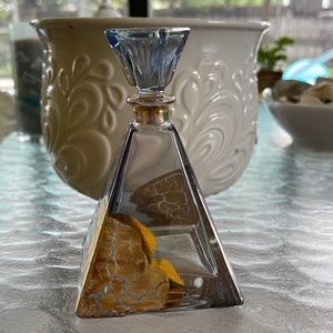 Crystal perfume bottle. Made in France.  Very pretty aqua blue.  5”H